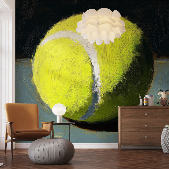 Mural Wallpaper lysende tennisball | Ideell for amatør- og profesjonelle spillere