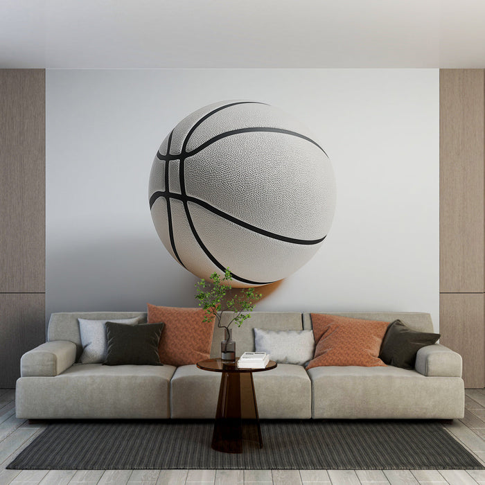 Mural Wallpaper basketball | White sports ball with black lines