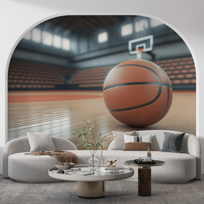 Mural Wallpaper basketball balloon | Training on indoor court