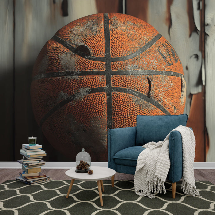 Papel de parede desgastado de basquete | Laranja dinâmico com textura realista