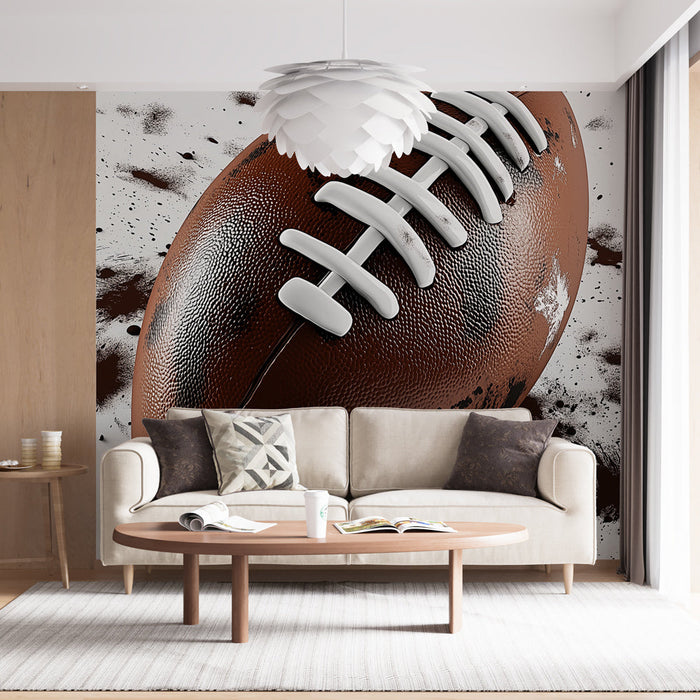 Papel pintado American football ball | Modern design with artistic splashes