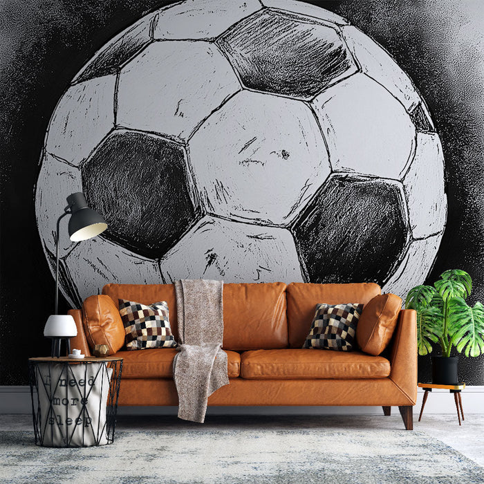 Mural Wallpaper soccer-ball | Monochrome artistic design