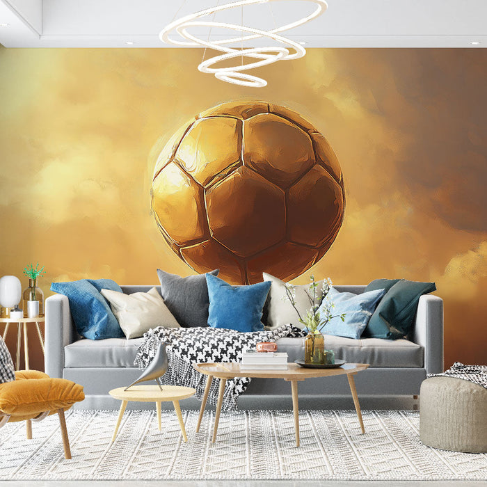 Mural Wallpaper gullfotballballong | Den uimotståelige gløden av spillet