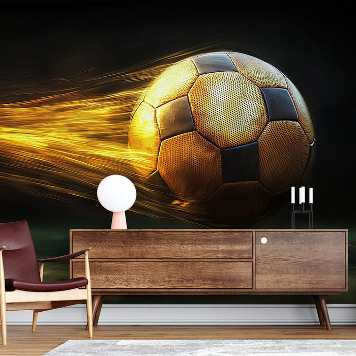 Mural Wallpaper dynamic soccer ball | In full action with a speed effect