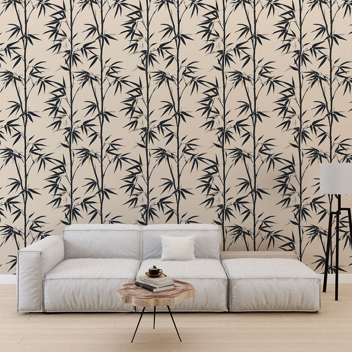 Fototapet bambus | Fine bambusstænger på en lys baggrund