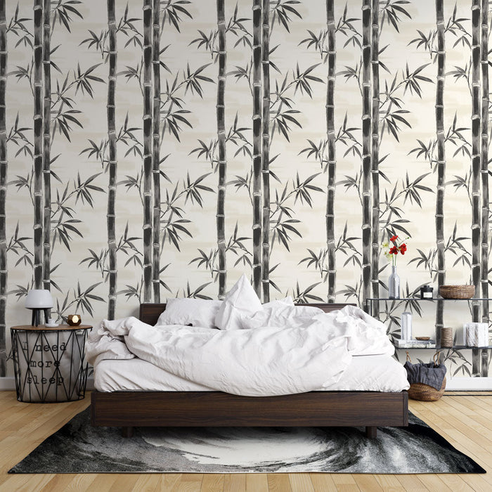 Tapete бамбук | Черно-бял модел на бамбуков стъбло