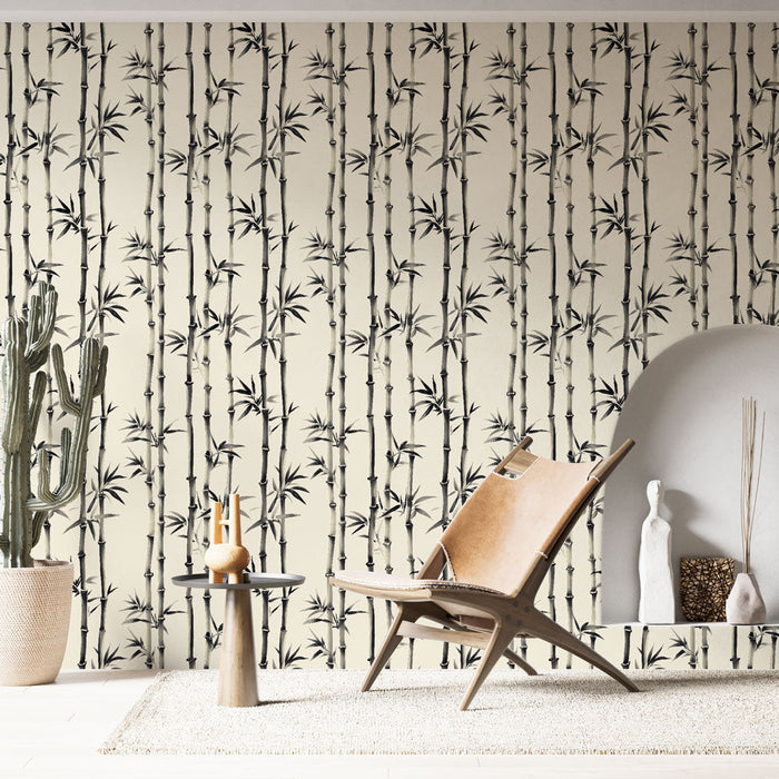 Fototapet bambu | Tek renkli bambu gövdesi deseni