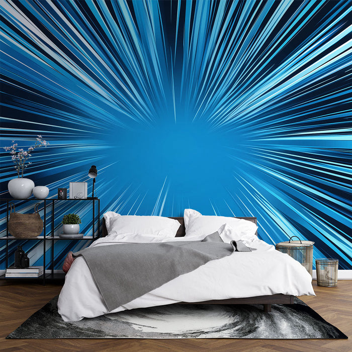 Tapet albastru comic | Model dinamic de linii cu gradient albastru