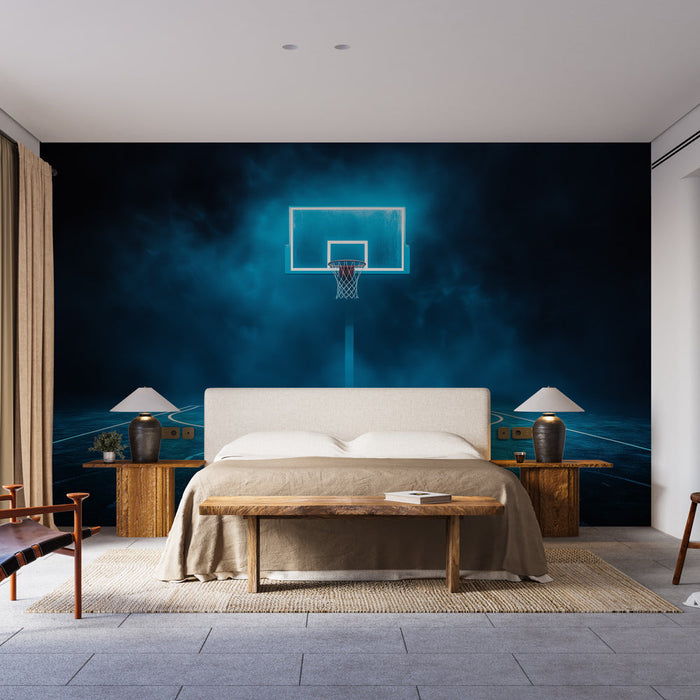 Mural Wallpaper futuristic basketball | Neon lighting and mysterious ambiance