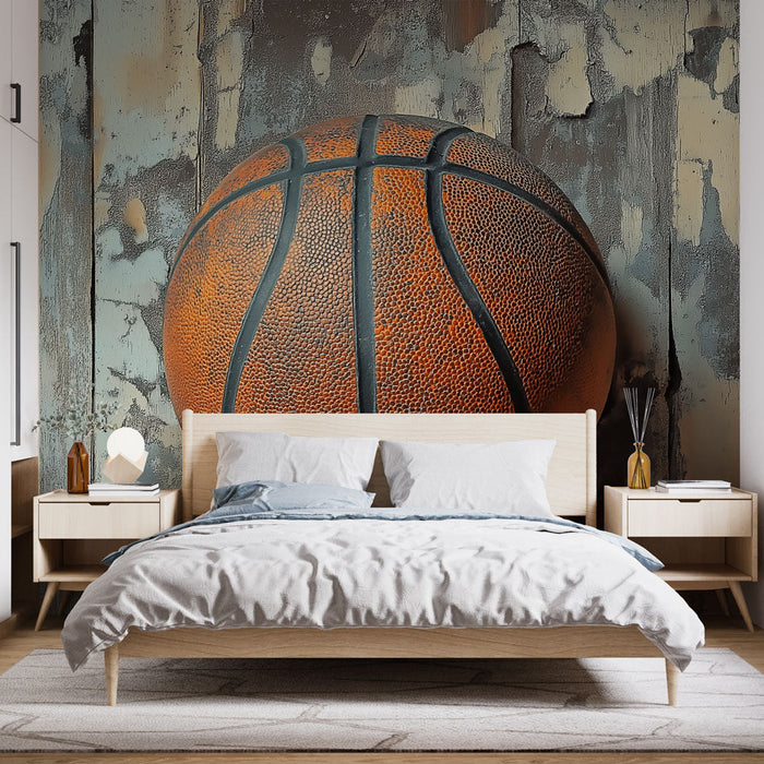 Foto Behang basketbal vintage | Op een gestructureerde muur