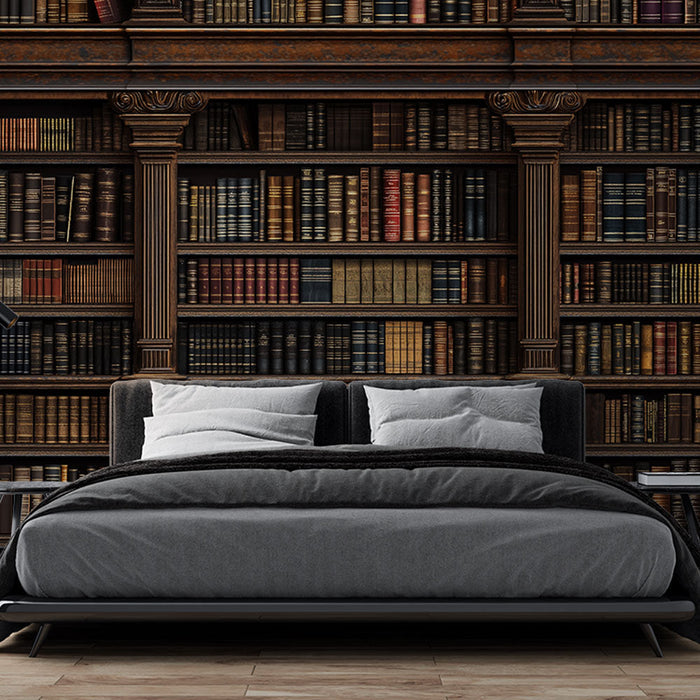 Muraaltapeedi raamatukogu | Elegantne muster iidsete raamatute ridadest