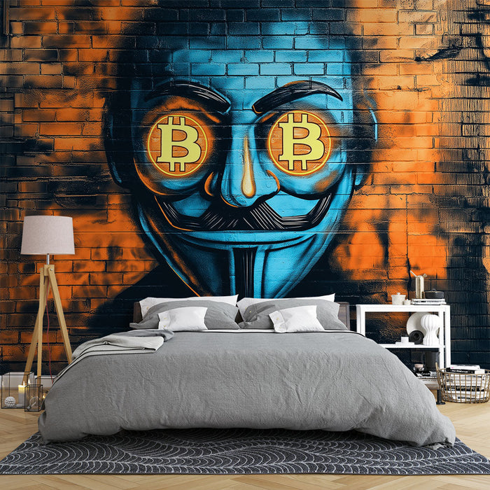 Tapet Bitcoin | Konstnärligt graffiti med Bitcoin-tema