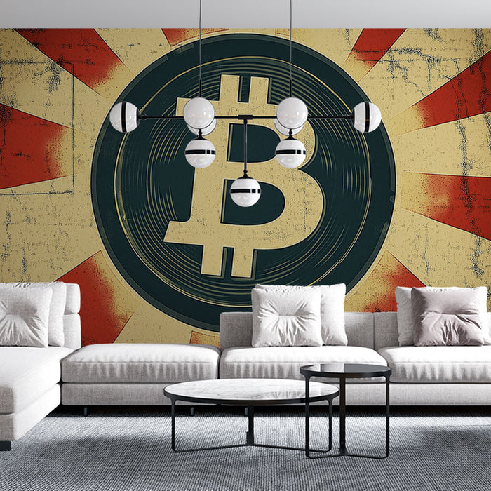 Tapet Bitcoin | Vintage mønster symboliserer cryptocurrency