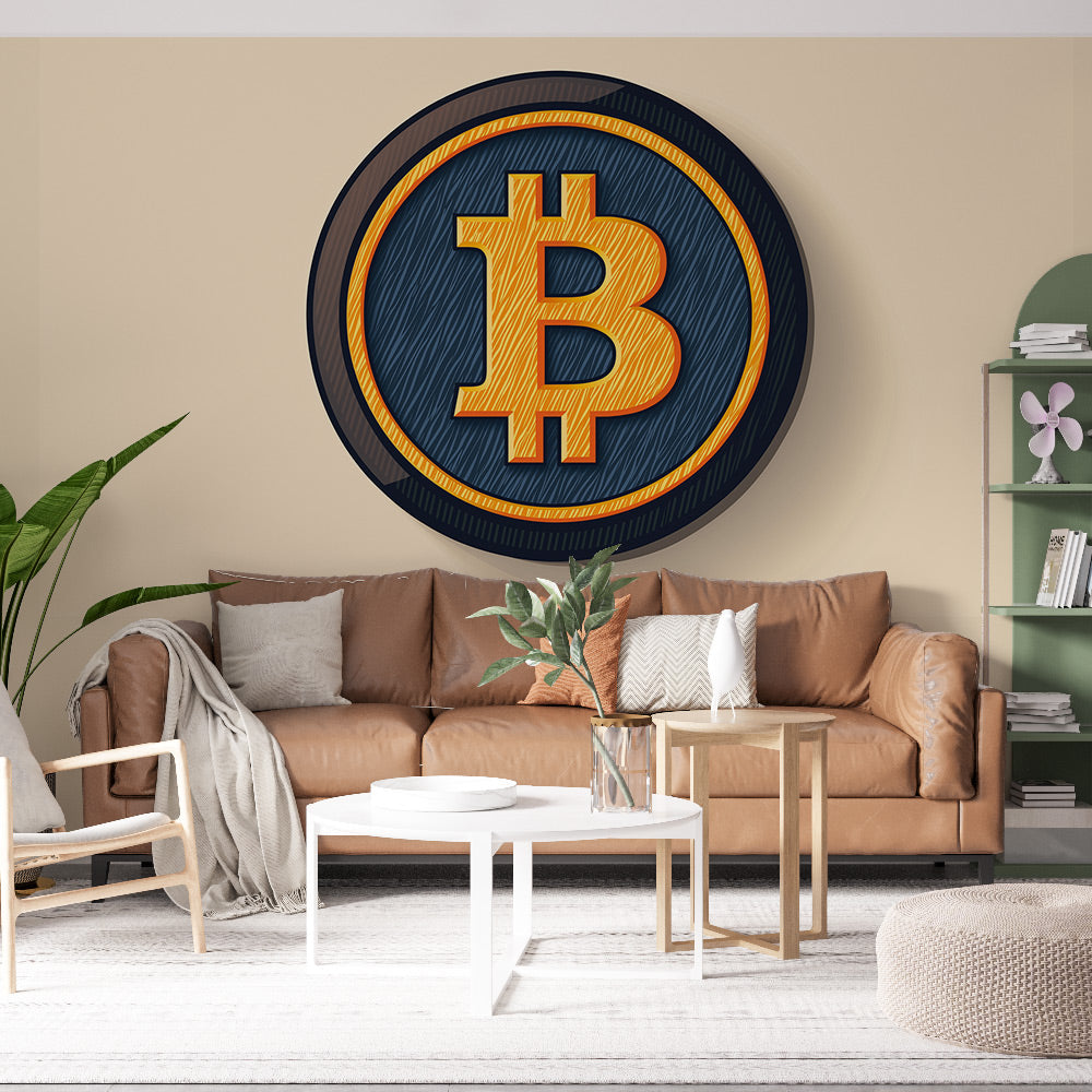 Papel de parede Bitcoin | Símbolo estilizado da criptomoeda Bitcoin —  WonderMural