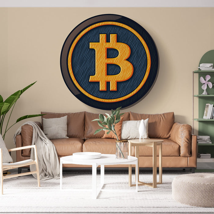 Tapet Bitcoin | Stiliseret symbol på kryptovalutaen Bitcoin