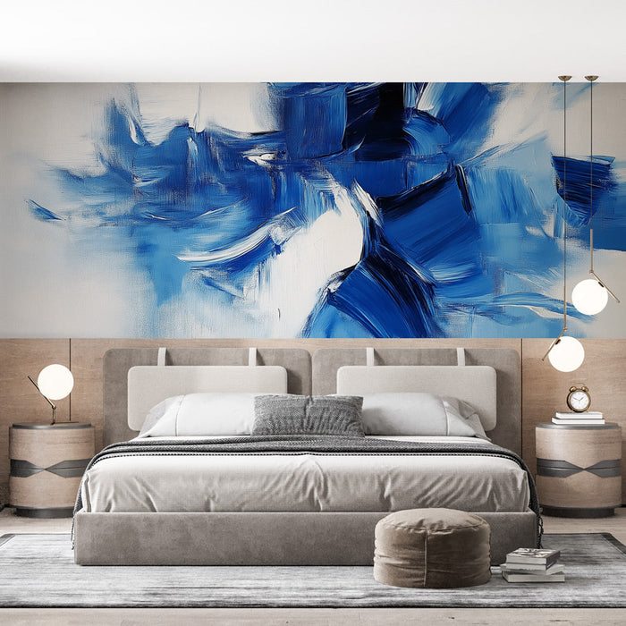 Mural Wallpaper blue abstract | Bursts of blue and dynamic textures