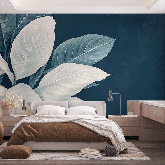 Seinapilt tapeet sinakasroheline | Õrn lehestik tumedal taustal