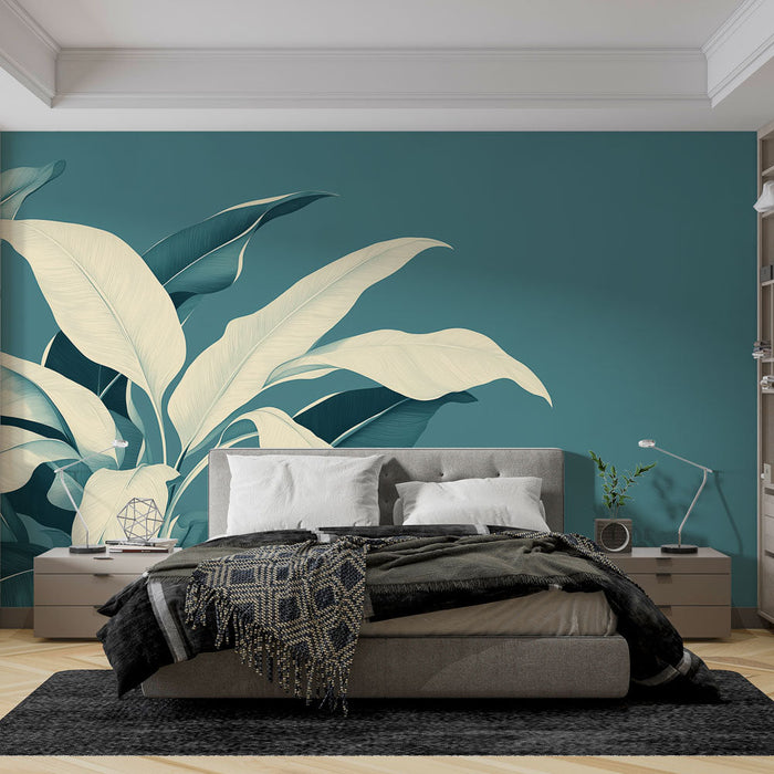 Muraaltapeet sinakasroheline | Elegantne ja rahustav lehestik