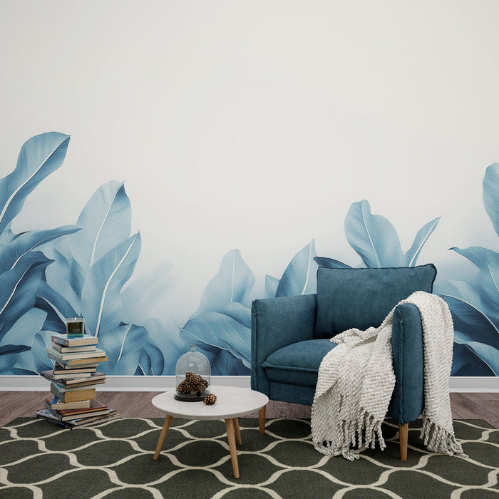Ταπετσαρία τοιχογραφία μπλε τιρκουάζ | Λεπτά φύλλα σε ανοιχτό φόντο