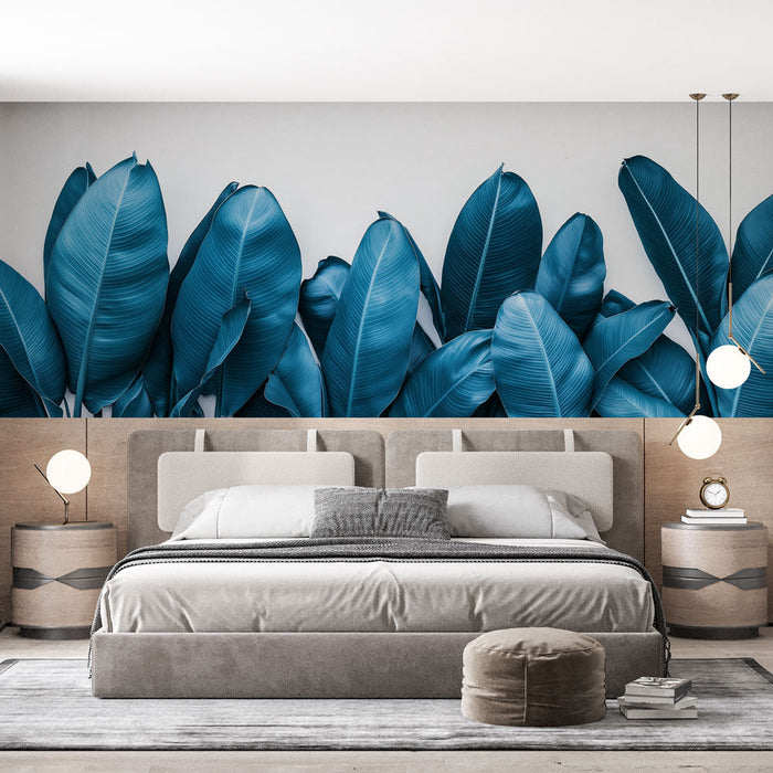 Tapet frunze tropicale albastru teal | Eleganță și prospețime botanică