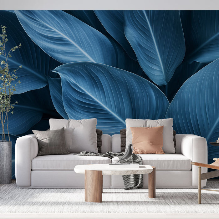 Ταπετσαρία τοίχου μπλε τιρκουάζ | Κομψά και χαλαρωτικά τροπικά φύλλα