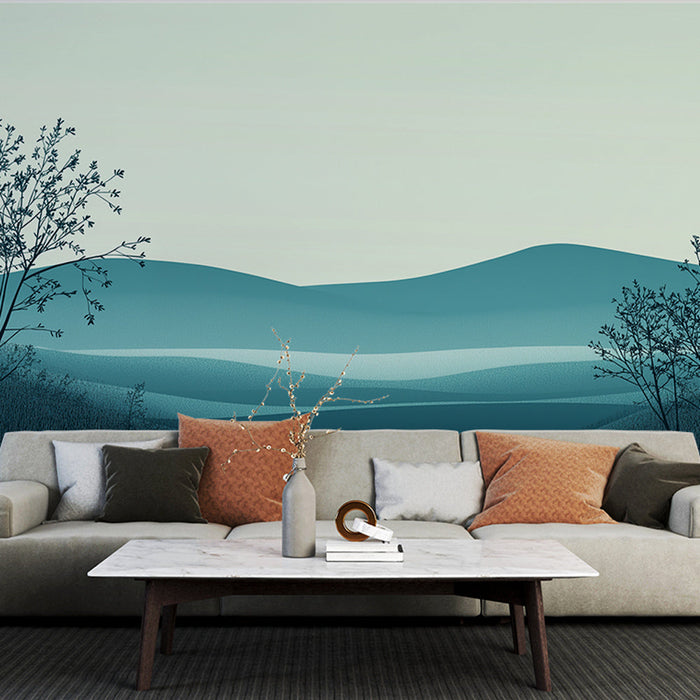 Тапет тюркоазен пейзаж | Успокояващи хоризонти и стилизирана природа
