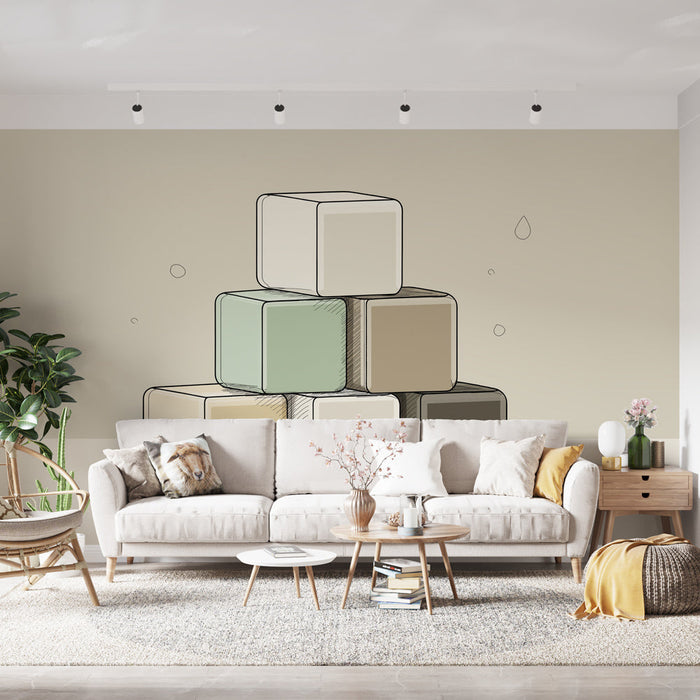 Fotótapé színes blokkok | Halmozott blokk minta puha árnyalatokban