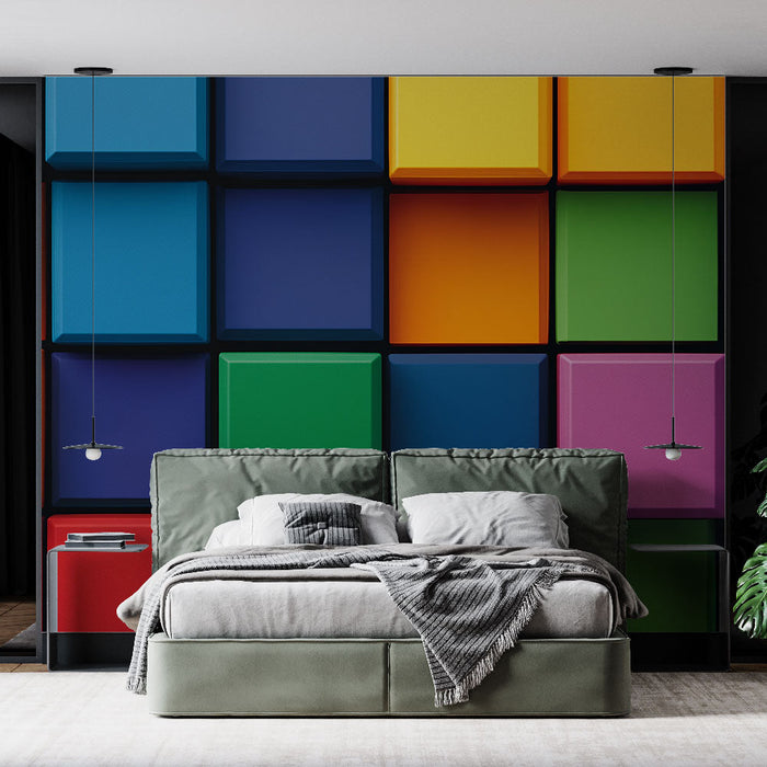 Fototapet fargeblokker | Livlig mønster av fargerike fliser