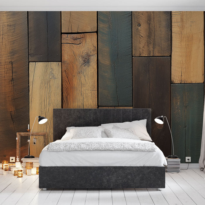 Fototapete mehrfarbiges Holz | Holzpaneele mit natürlichen und unterschiedlichen Schattierungen