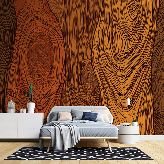 Tapetti teksturoitu puu | lämpimän sävyiset puukuviot ja luonnonkuviot