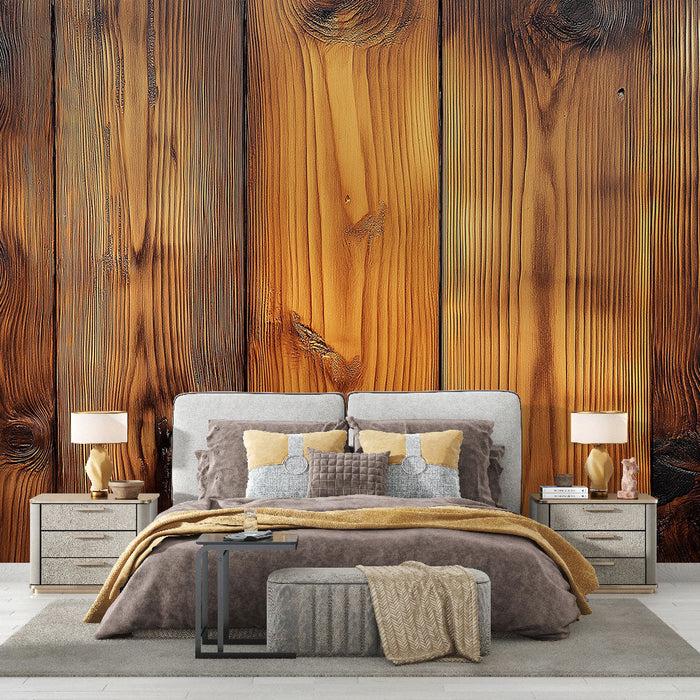 Carta da parati legno | Texture naturali in legno con tonalità calde