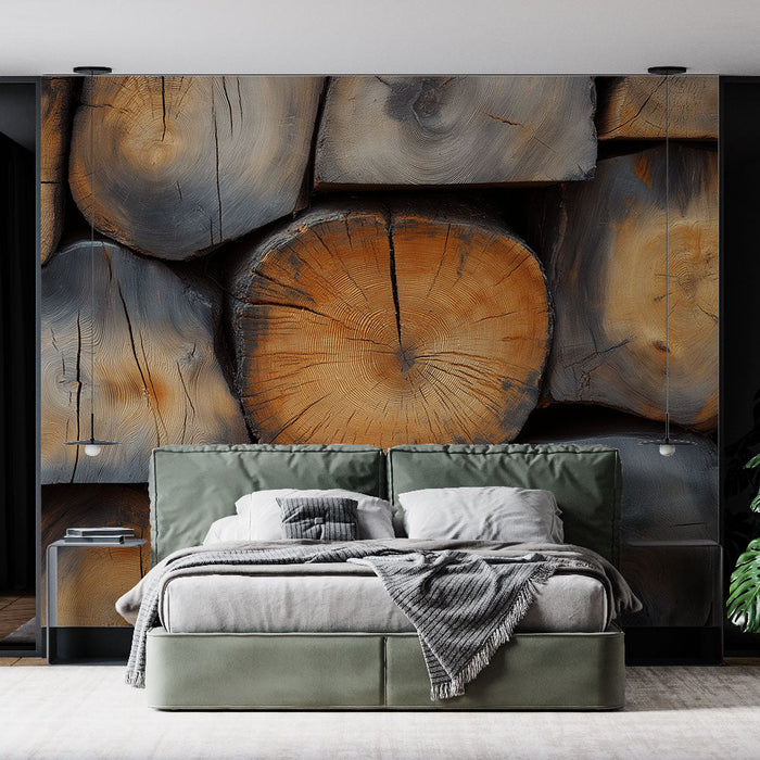 Mural Wallpaper wood | Natural wood trunk with artistic veins