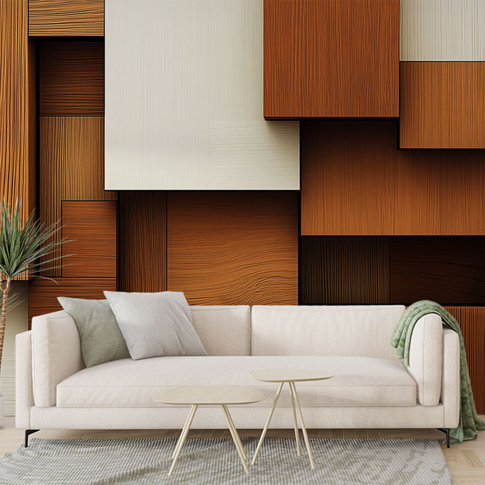 Tapet varieret træ | Mønstre af træteksturer i varme farver