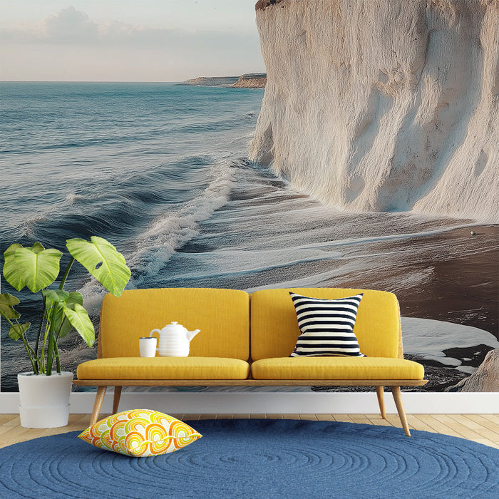 Tapete seaside | Sanfte Wellen und helle Klippen