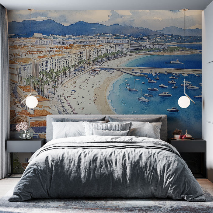 Mural Wallpaper seaside | Aerial view of a Mediterranean beach