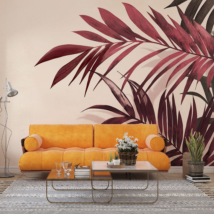 Falikép Bordeaux | Trópusi levelek gazdag árnyalatokkal