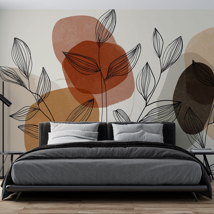 Fototapet botanisk | Stiliserte blader på abstrakte fargerike bakgrunner