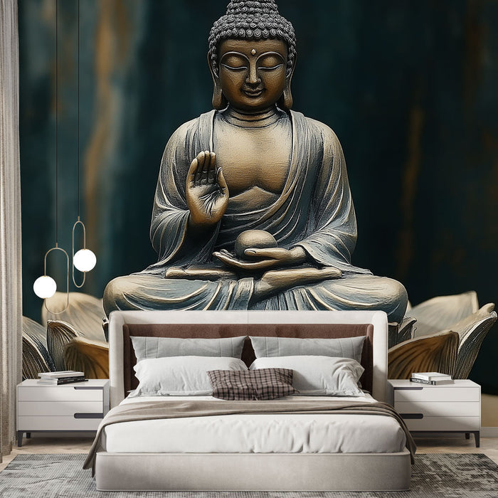 Mural Wallpaper Buddha | Elegant representation of Buddha on a lotus flower