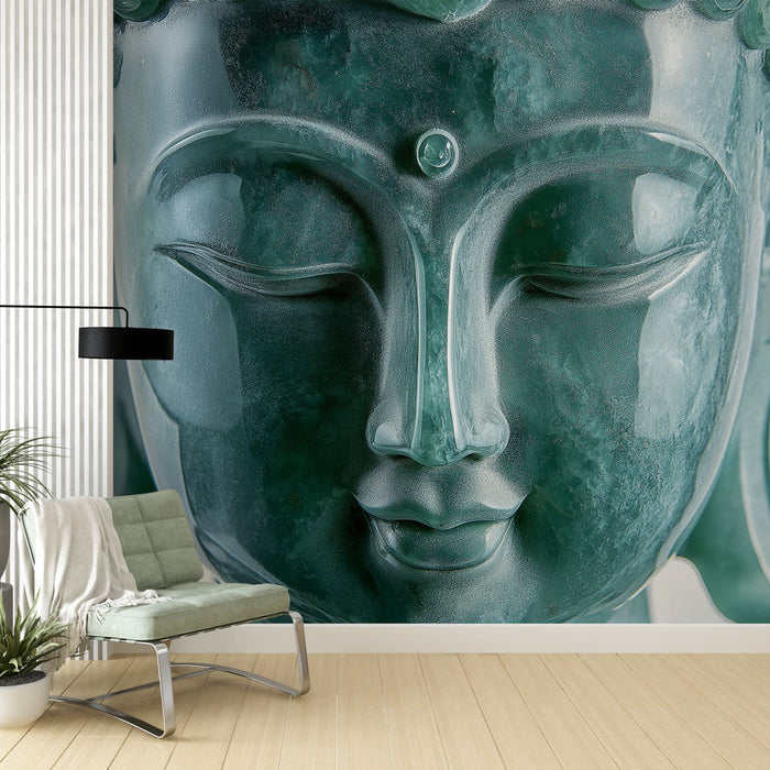Foto Behang Jade Boeddha | Elegante meditatieve sculptuur in groene jade