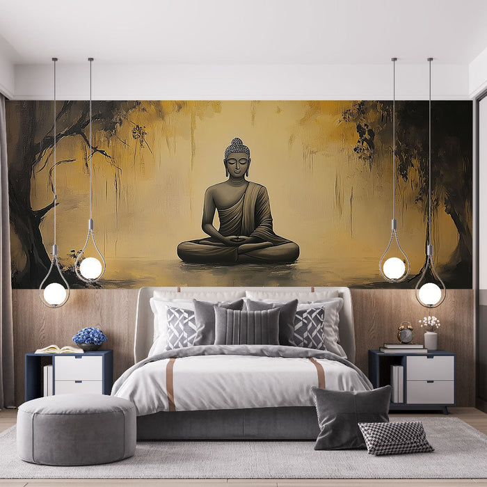 Tapet Buddha | Lugn illustration av en mediterande Buddha