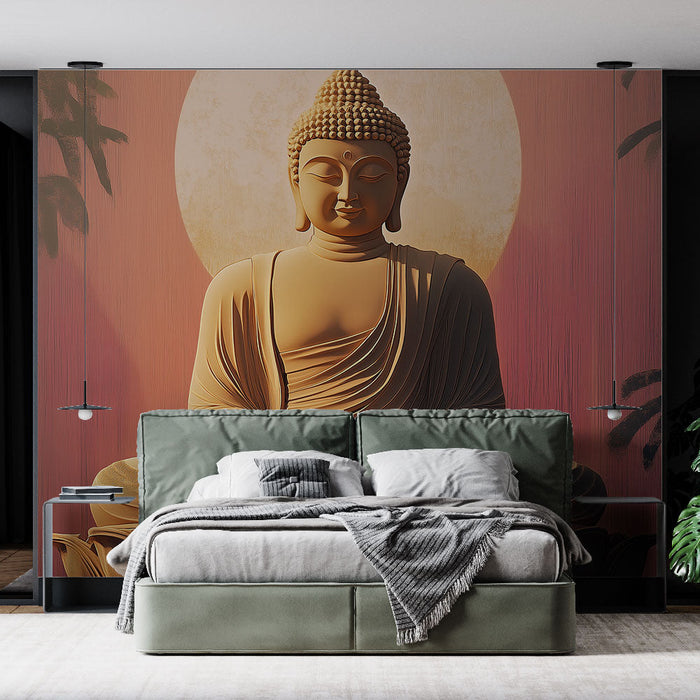 Mural Wallpaper Buddha | Serene illustration of a peaceful Buddha statue