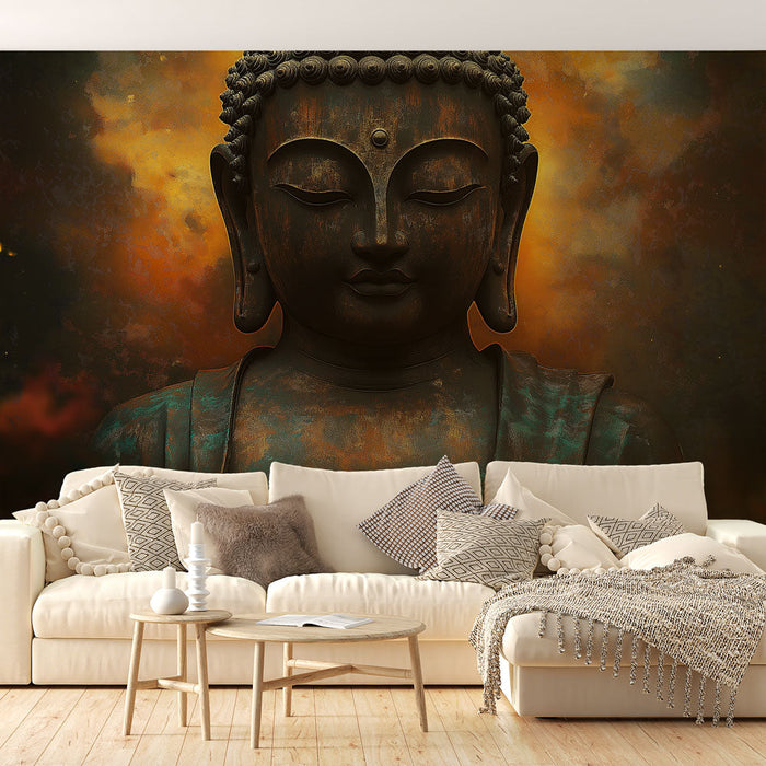 Tapet buddha | Tapet Buddha med lugnande lysande bakgrund