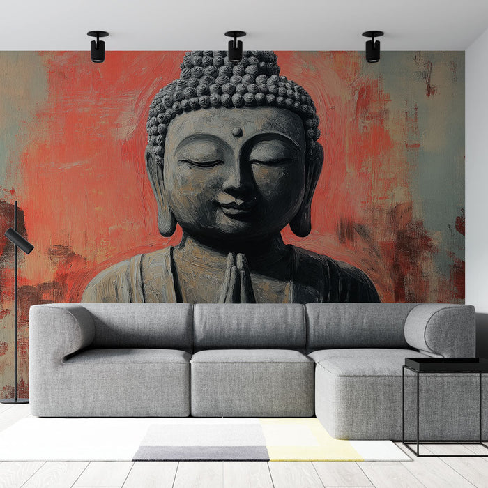 Mural Tapet Buddha | Mural Tapet Buddha i meditasjon på kunstnerisk bakgrunn