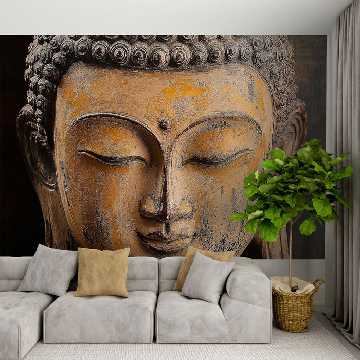 Mural Wallpaper Buddha | Mural Wallpaper puidust antiikviimistlusega