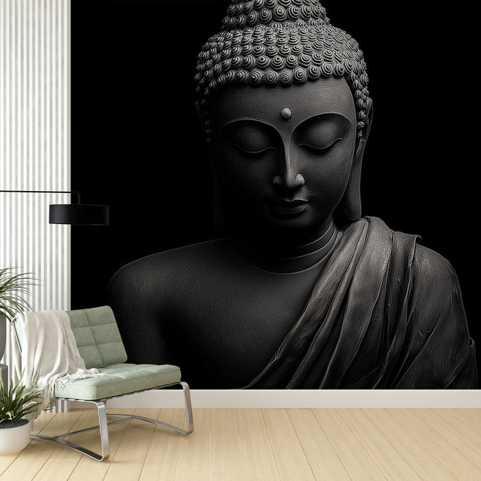 Mural Wallpaper Buddha | Must ja valge müraaltapeet meditatsiooniks ja meelerahuks