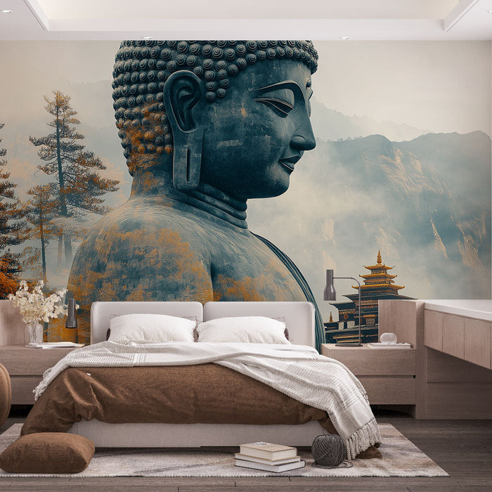 Foto Behang Buddha | Foto Behang majestueus omringd door serene natuur