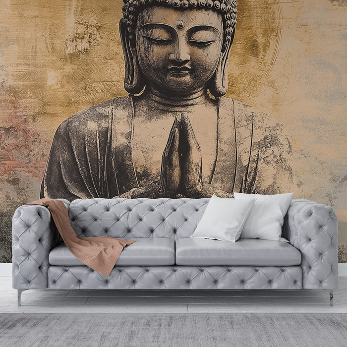 Tapet buddha | Buddhastaty och pagod i bakgrunden