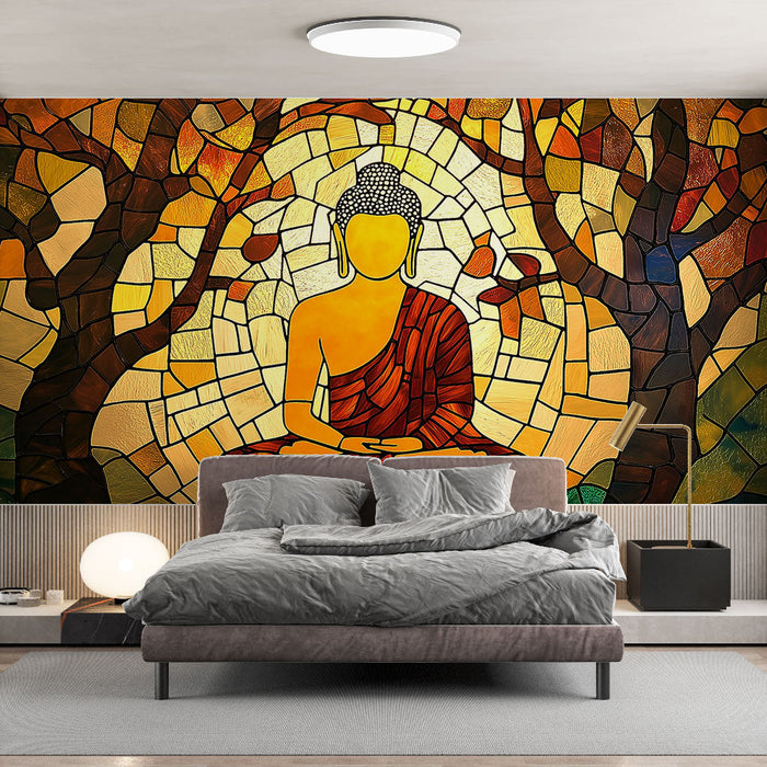 Papel pintado Buddha | Vidrieras que representan a un Buda meditativo