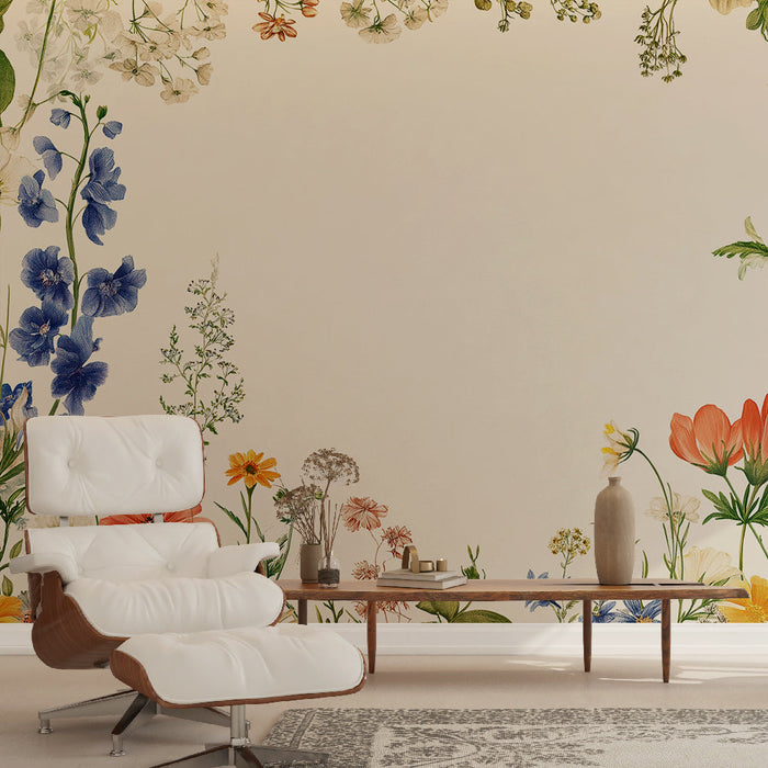 Mural Tapet bukett av blomster | Beige bakgrunn