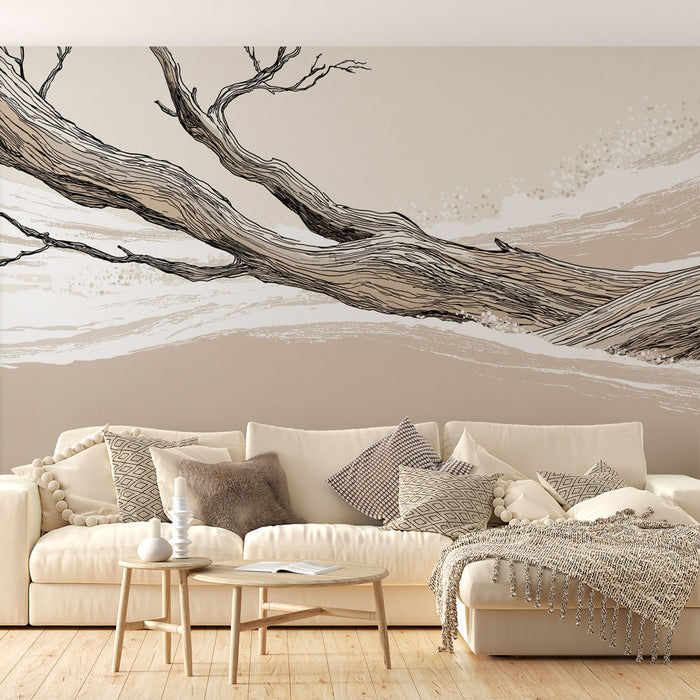 Tapeta gałęzie drzewa | Elegancka ilustracja gałęzi w minimalistycznym stylu